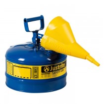 Justrite Type I Safety Can, Blue with Funnel, 2.5 gallon (#7125310)