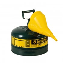 Justrite Type I Safety Can, Green with Funnel, 2.5 gallon (#7125410)