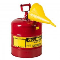 Justrite Type I Safety Can, Red with Funnel, 5 gallon (#7150110)