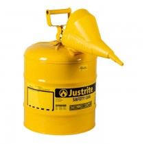 Justrite Type I Safety Can, Yellow with Funnel, 5 gallon (#7150210)