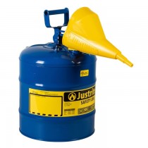 Justrite Type I Safety Can, Blue with Funnel, 5 gallon (#7150310)