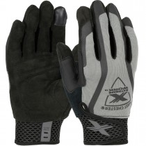 Extreme Work® Multi-PleX™ ToughX Suede Padded Palm with Gray Fabric Back and Touchscreen Index Finger - XLock Cuff  (#89301)