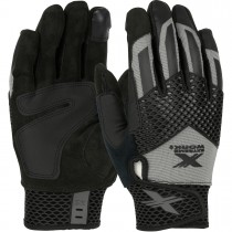 Extreme Work® Knuckle KnoX™ ToughX Suede Palm with Gray Fabric Back and Touchscreen Index Finger - TPR Knuckle Guard  (#89303GY)