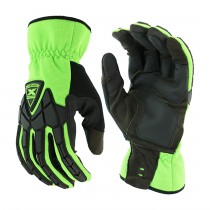 Extreme Work® Strike ProteX™ ToughX Suede Palm with Green Fabric Back and TPR Impact Protection - Slip-On Cuff  (#89305)