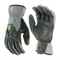 Extreme Work® Strike ProteX™ ToughX Suede Palm with Gray Fabric Back and TPR Impact Protection - Slip-On Cuff  (#89305GY)