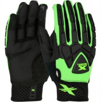 Extreme Work® Strike ProteX™ ToughX Suede Palm with Hi-Vis Green Fabric Back and TPR Impact Protection - XLock Cuff  (#89306)