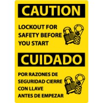 Caution Lockout For Safety Before You Start Spanish Sign (#ESC177)