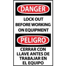 Danger Lock Out Before Working On Equipment Spanish Machine Label (#ESD377AP)