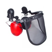Face Shield Cap Adaptor with Wire Mesh Visor and Ear Muff (#HG-410BWM)