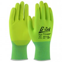 G-Tek® PosiGrip® Hi-Vis Seamless Knit Nylon Glove with Nitrile Coated Foam Grip on Palm & Fingers  (#HVY715YNF)