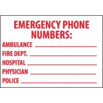 Emergency Phone Numbers: Sign (#M346)