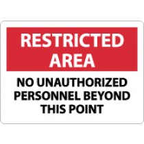 Restricted Area No Unauthorized Personnel Beyond This Point Sign (#RA22)