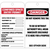 Confined Space Entry Permit Tag (#RPT100)