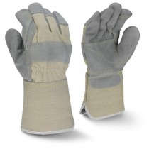 Radians Side Split Gray Cowhide Leather Double Palm Glove with Gauntlet Cuff (#RWG3400WDPG)