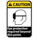 Caution Eye protection required beyond this point ANSI Sign (#CGA26)
