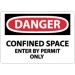 Danger Confined Space Enter By Permit Only Machine Label (#D162AP)