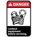 Danger Lockout equipment before servicing ANSI Sign (#DGA18)