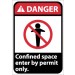 Danger Confined space enter by permit only ANSI Sign (#DGA36)