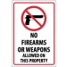 No Firearms Or Weapons Allowed On This Property Security Sign (#M452)